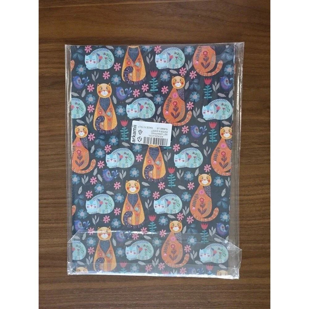 Cat Wrapping Paper Sheet - 2 Pk Large Folded Sheets 10 Sheet Total Birthdays